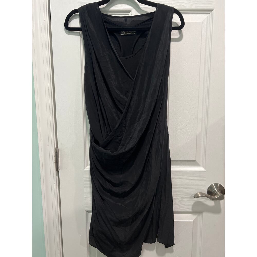 AllSaints Spitalfields Draped Silk Black Dress Size 10